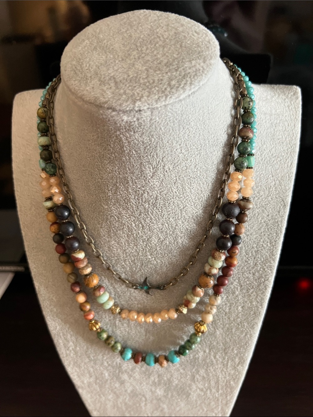 POL Multi-Strand Turquoise and Mixed Bead Necklace